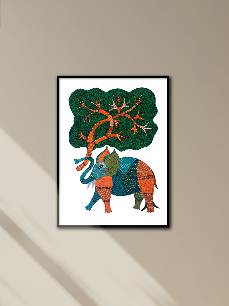 Shop Elephant and Tree: Gond Art by Kailash Pradhan