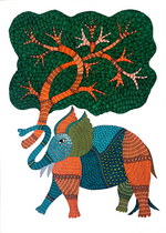 Buy Elephant and Tree: Gond Art by Kailash Pradhan