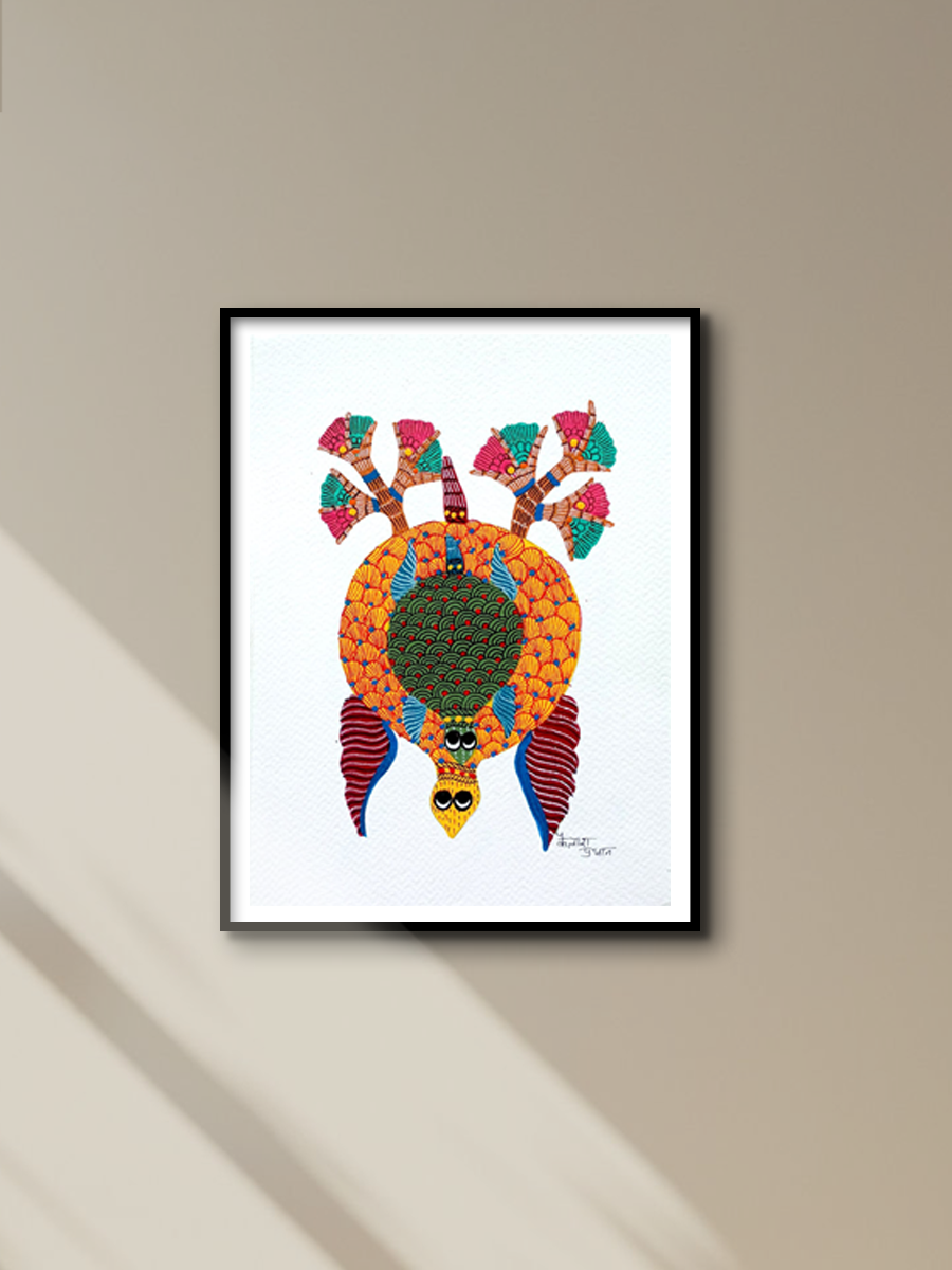 Turtles in Gond art by Kailash Pradhan for sale