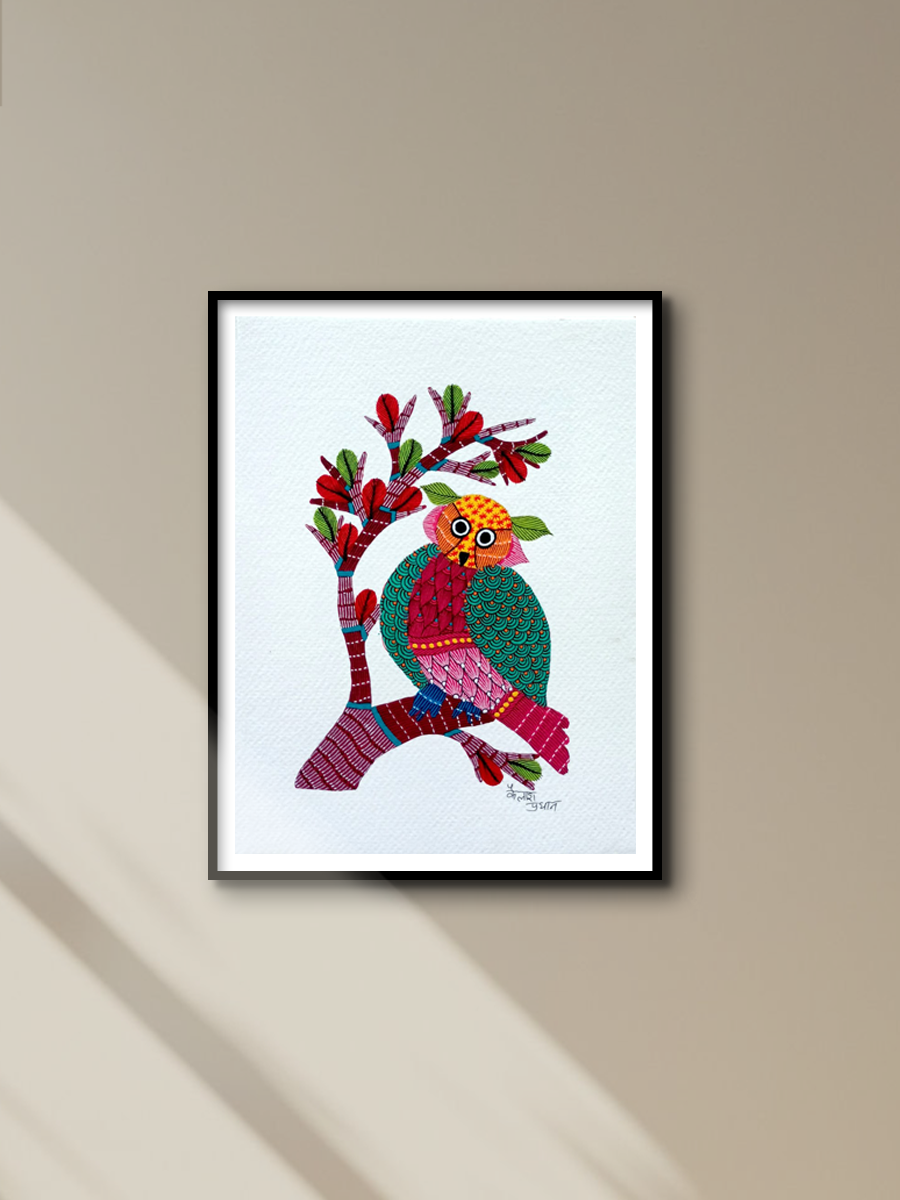 Owl in Gond art by Kailash pradhan for sale