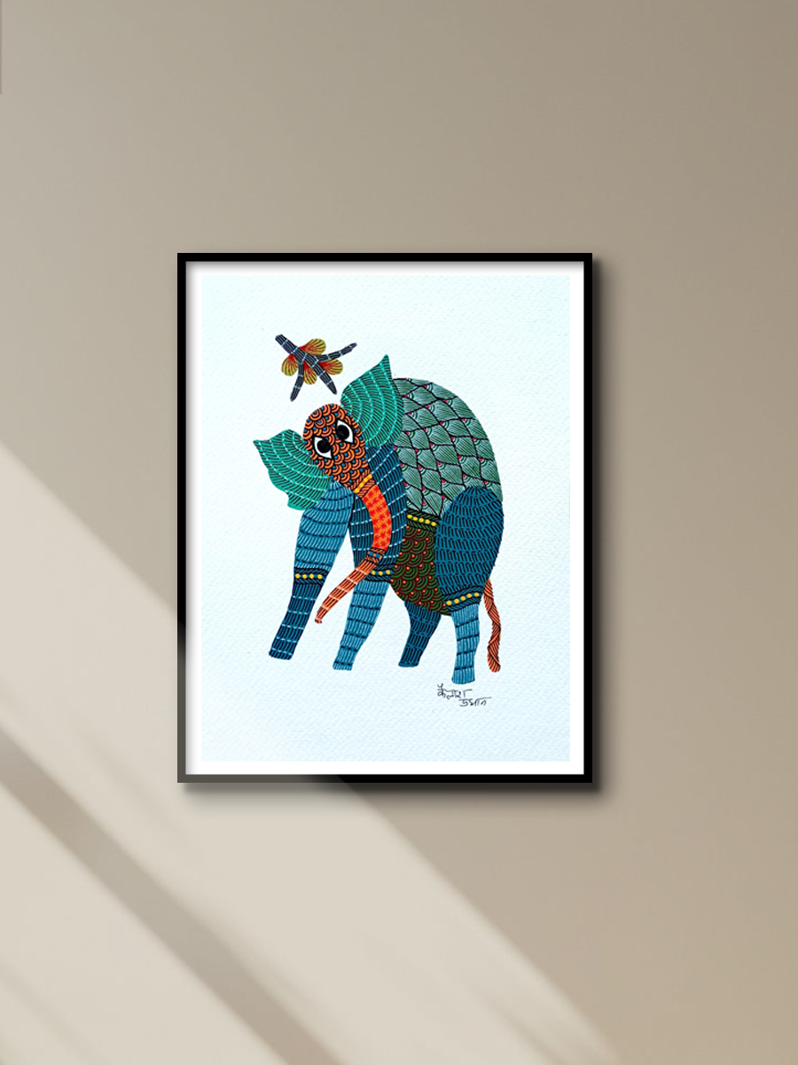 The Elephant: Gond art by Kailash Pradhan for sale