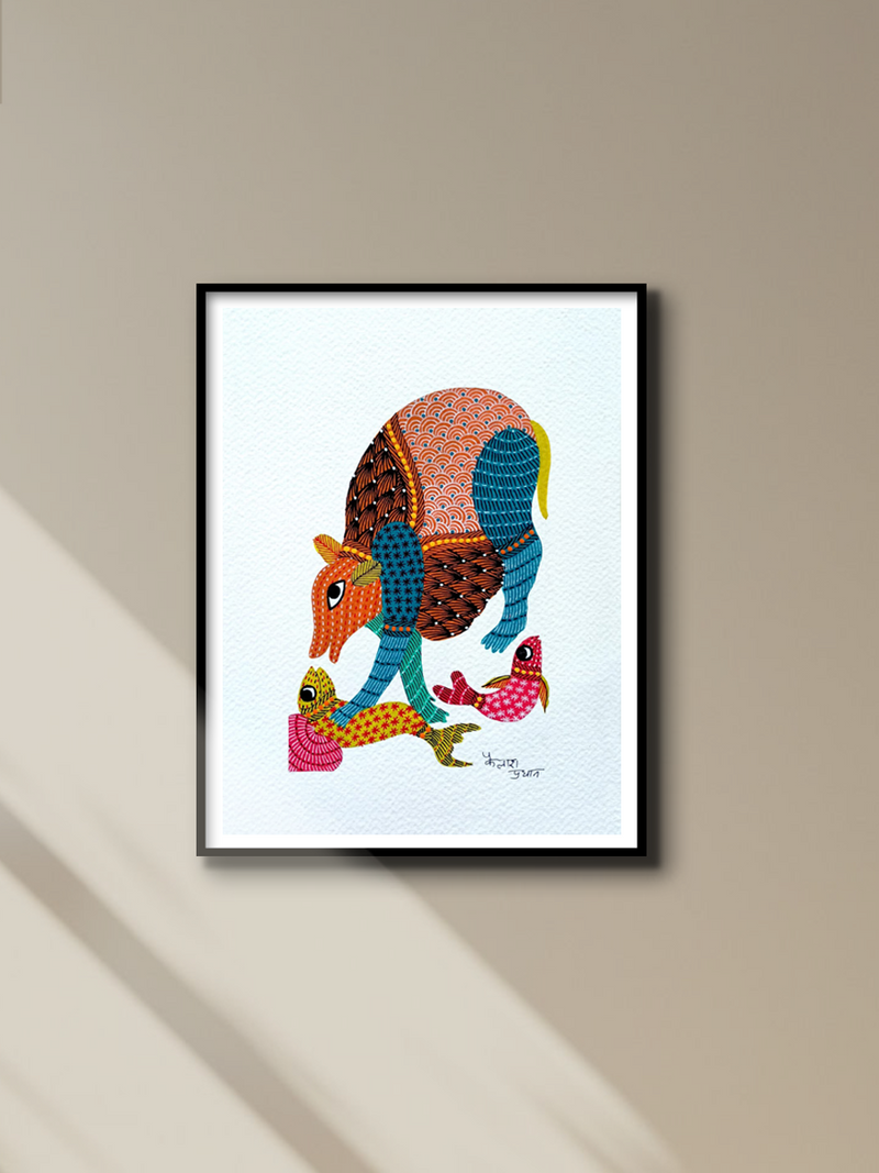 Animals in Gond by Kailash Pradhan for sale