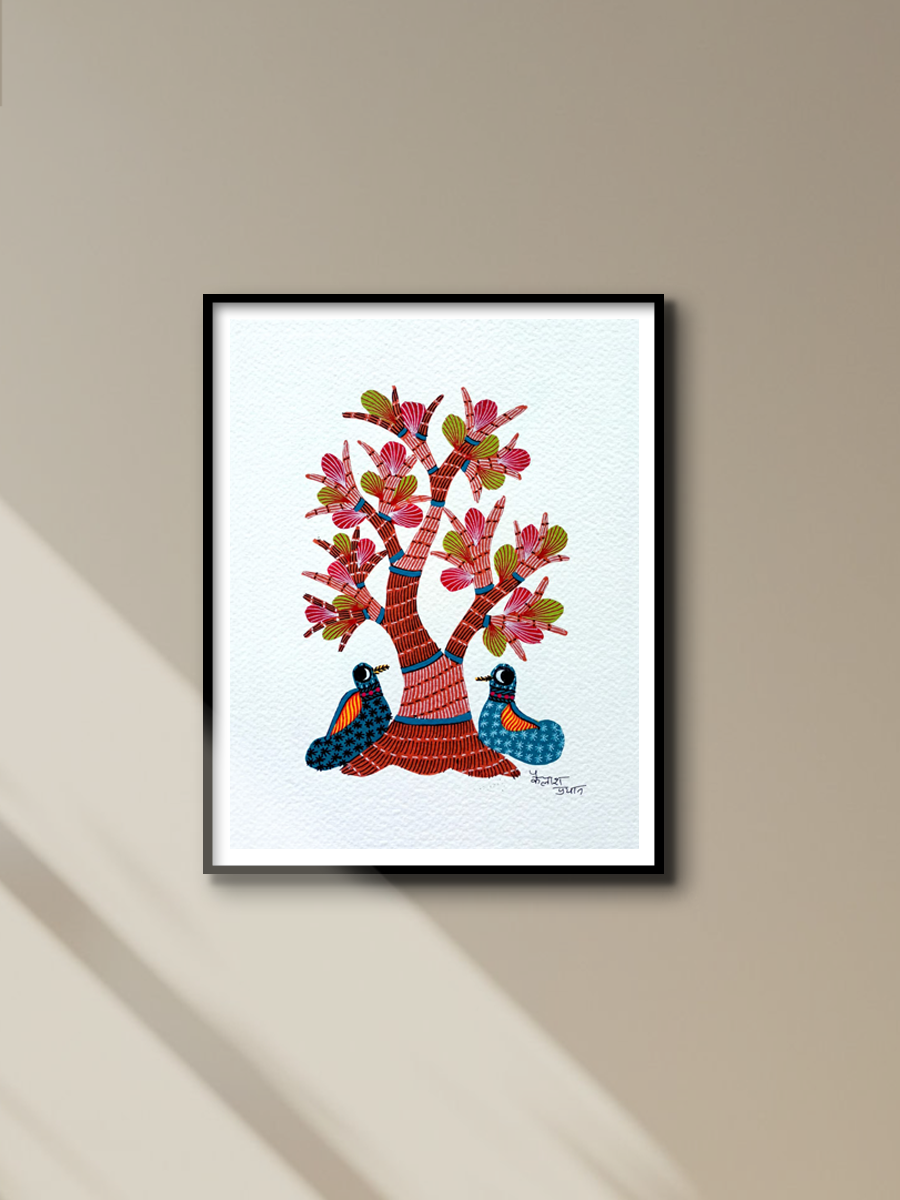 Two Birds under a Tree: Gond by Kailash Pradhan for sale