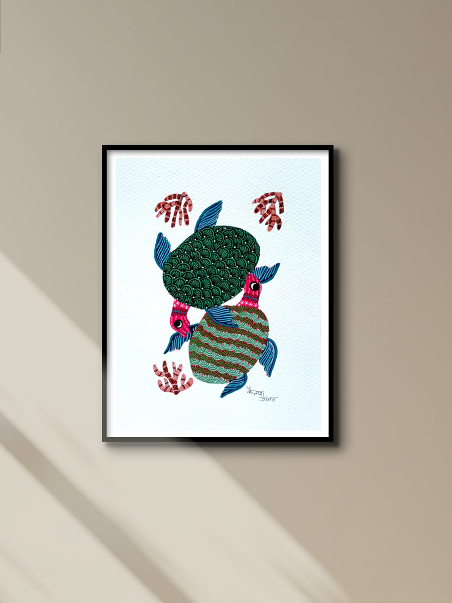 Two Turtles in Gond by Kailash Pradhan for sale