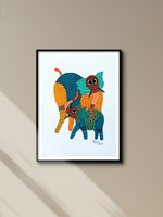 Elephants in Gond by Kailash Pradhan for sale