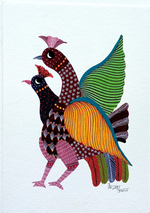 Buy Peacocks in Gond art by Kailash Pradhan