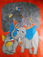 Shop Elephants and Birds in Gond by Kailash Pradhan