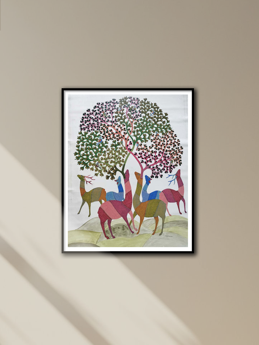 Buy Symphony of Nature: Deers in Gond by Gareeba Singh Tekam