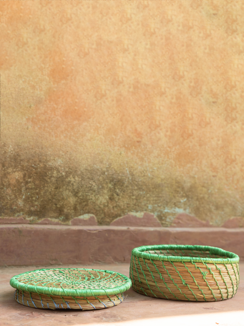Shop Green hued basket in Sabai Grass Work by Gouri Mohapatra