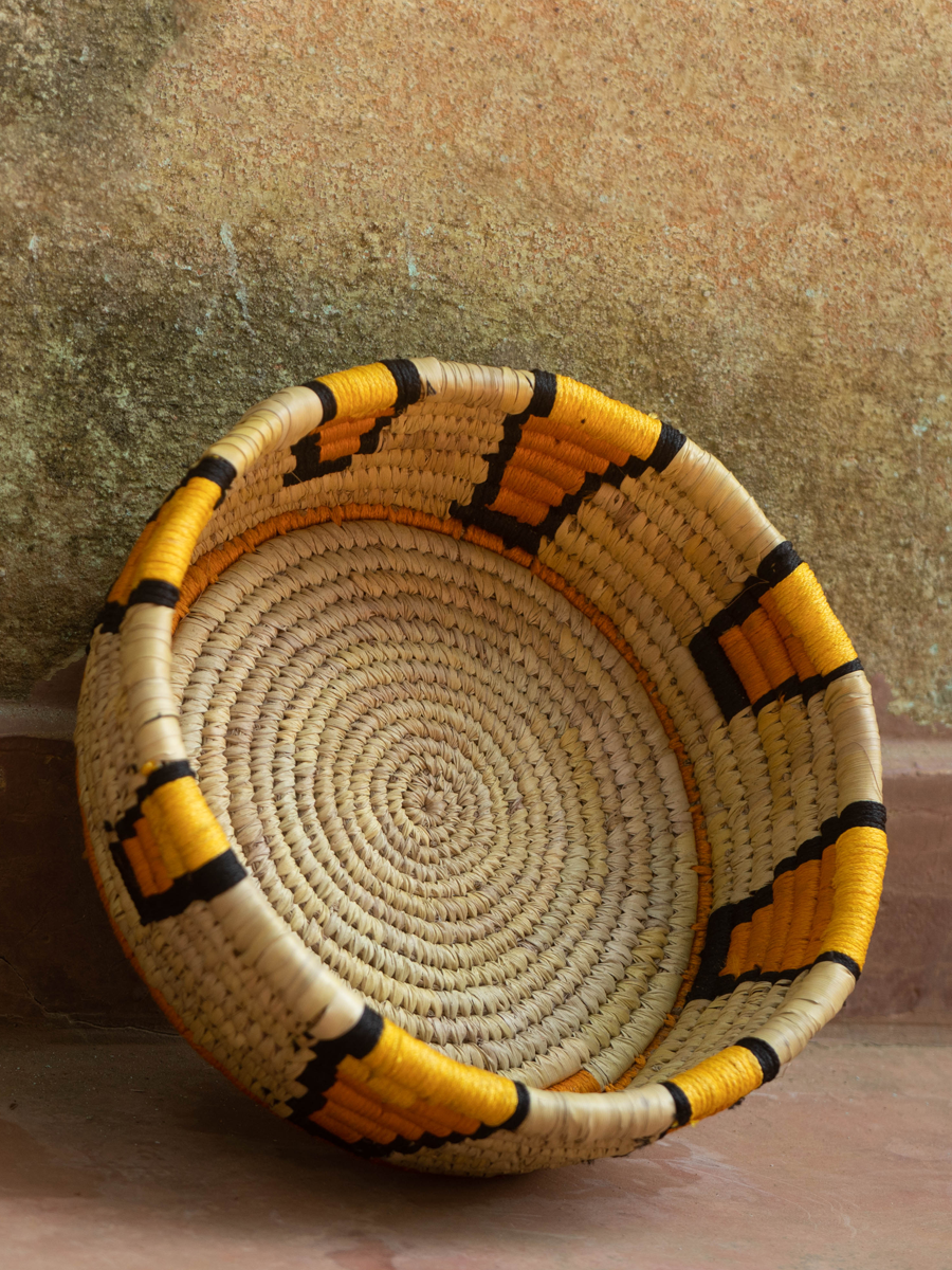 Buy Basket with yellow blocks: Sabai Grass Work by Gouri Mohapatra