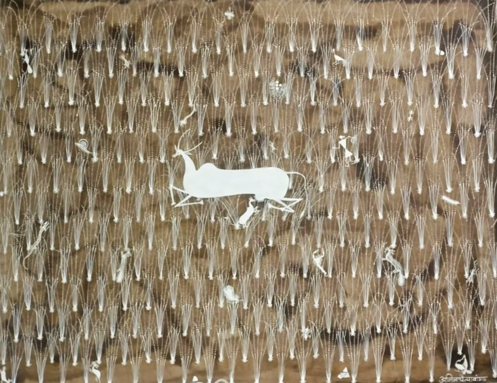 Gaaye Mata: Warli painting by Anil Wangad Thumbnail