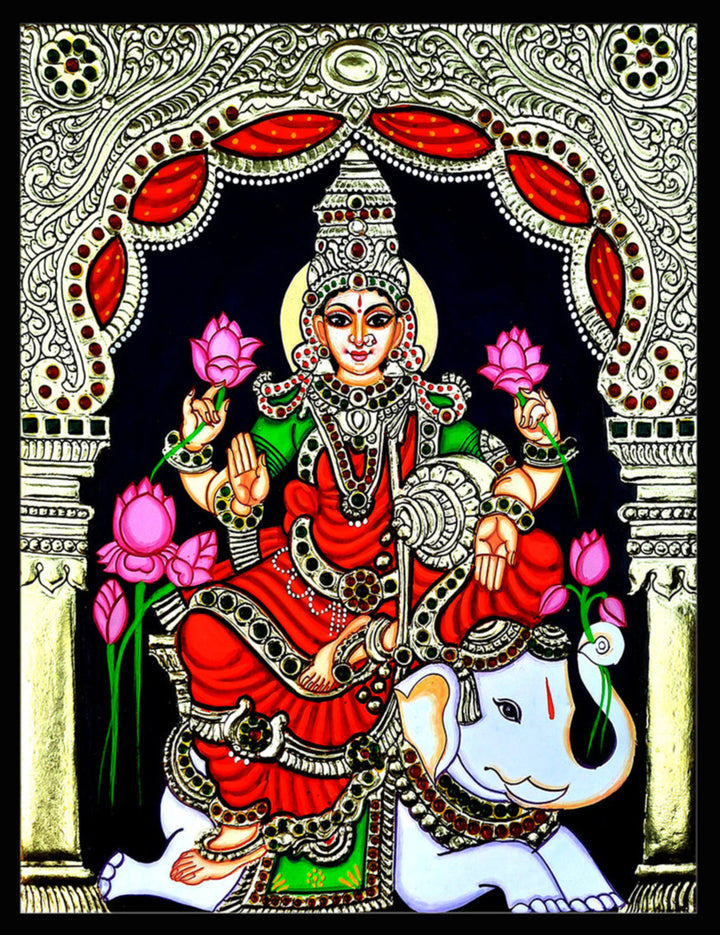 Gaja Lakshmi, Tanjore Painting by Sanjay Tandekar Thumbnail