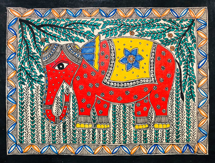 Gajaraj, Madhubani Painting by Ambika Devi Thumbnail