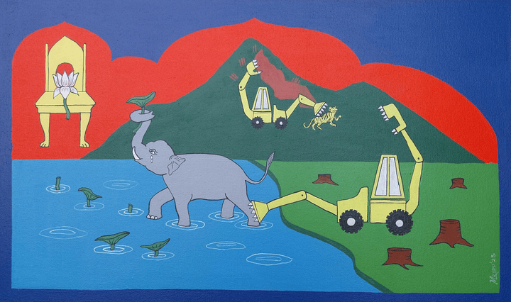 Gajendra Moksha-2 in Assamese Miniature (Sattriya) by Mridu Moucham Bora Thumbnail