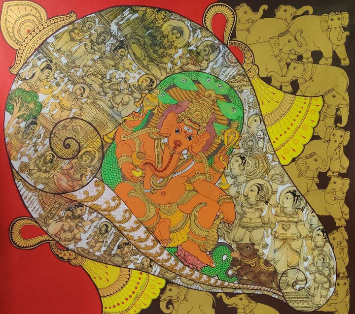 Ganesha Kalamkari inspired painting by Harinath.N Thumbnail