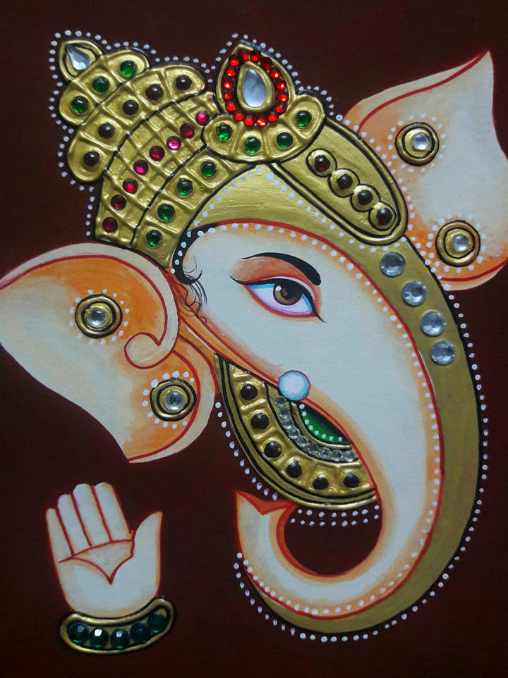 Ganesha, Tanjore Art by Sanjay Tandekar Thumbnail