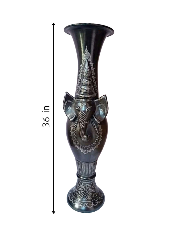 Ganesha Vase in Black Pottery by Ramjatan Prajapati Thumbnail