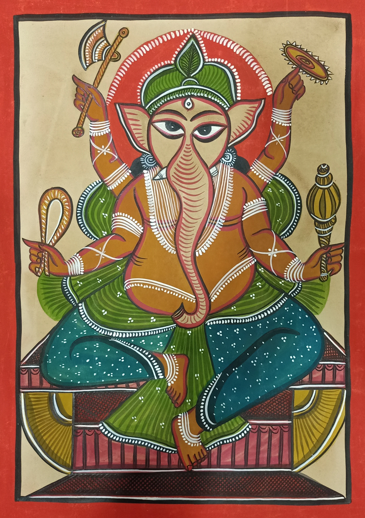 Ganesha handpainted in Kalighat style by Hasir Chitrakar Thumbnail