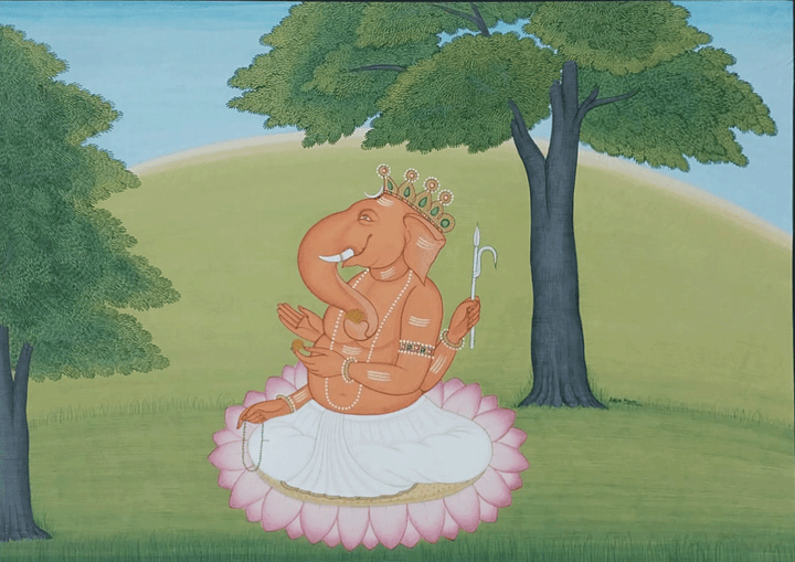 Ganesha in Kangra Miniature by Anshu Mohan Thumbnail