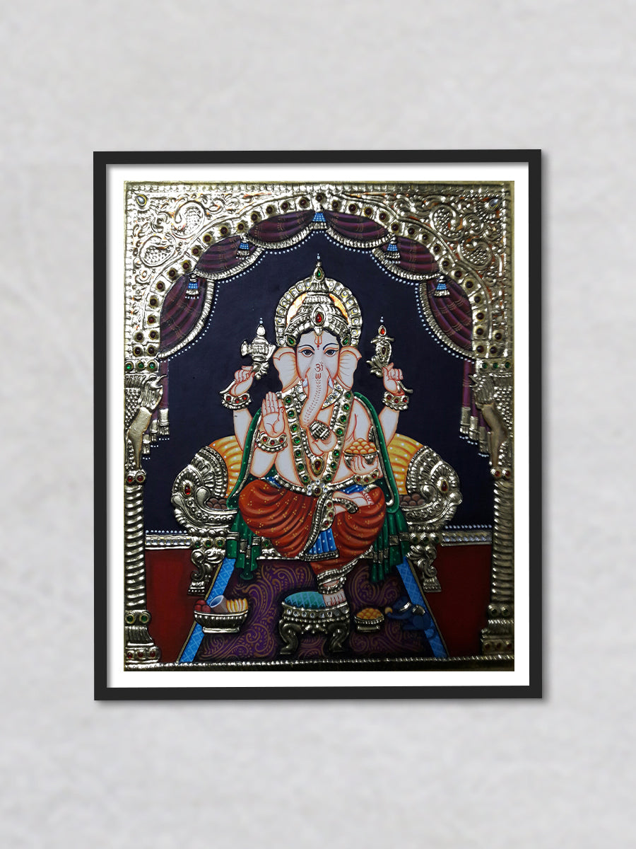 Ganesha, Tanjore Painting by Sanjay Tandekar