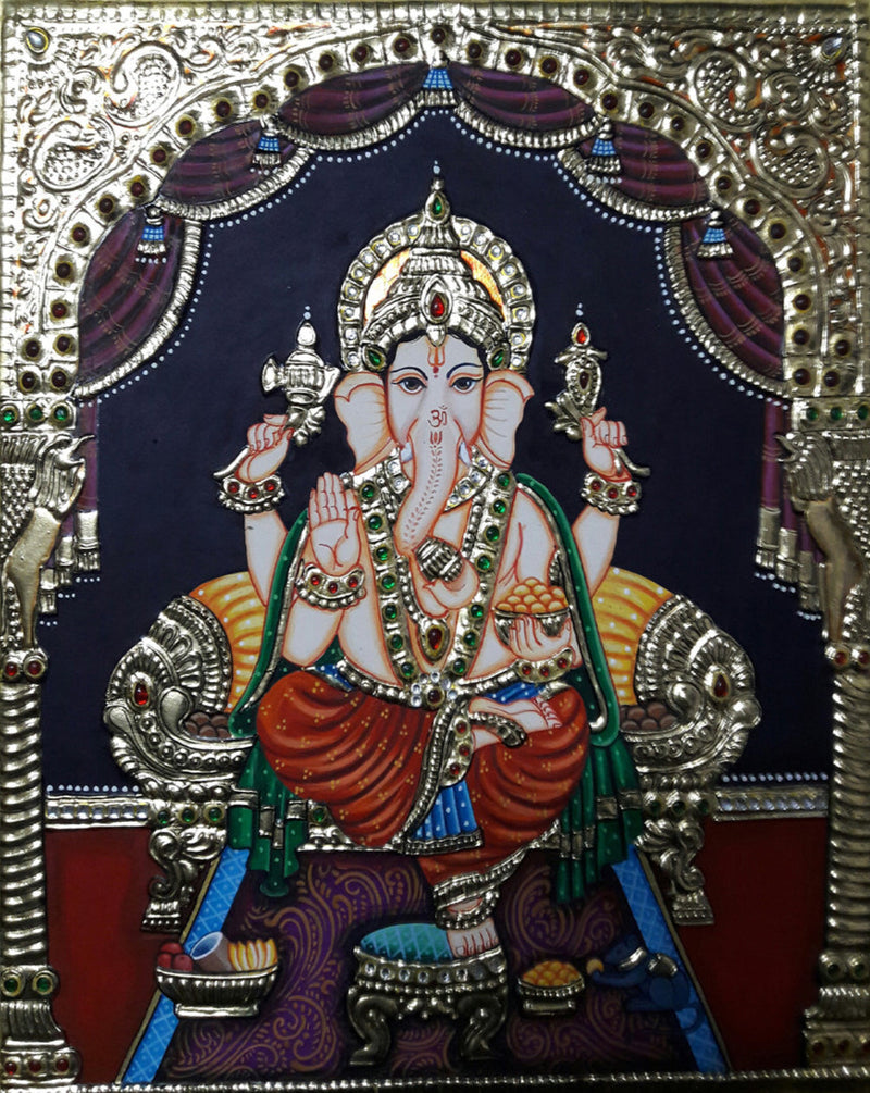 Buy Ganesha, Tanjore Painting by Sanjay Tandekar