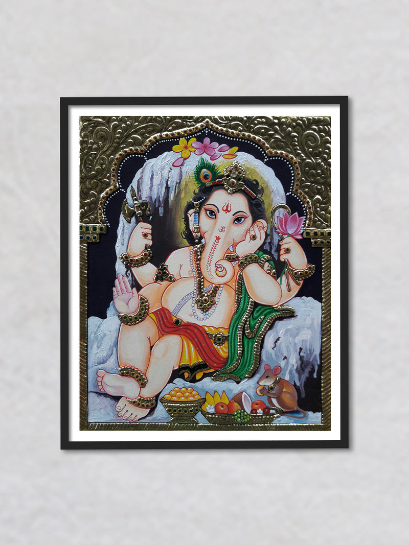 Ganesha, Tanjore Painting by Sanjay Tandekar