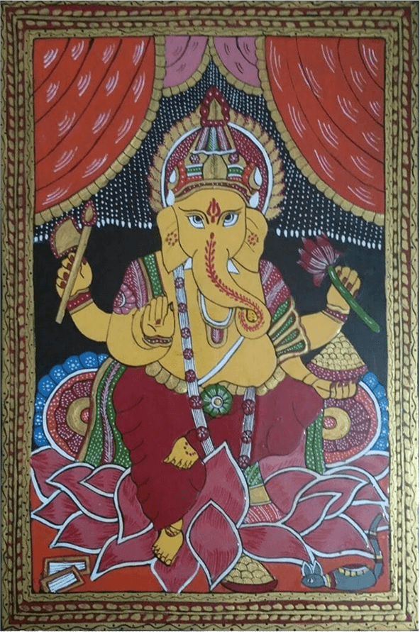 Ganesha's Divine Presence: Tikuli painting by Ashok Kumar Thumbnail