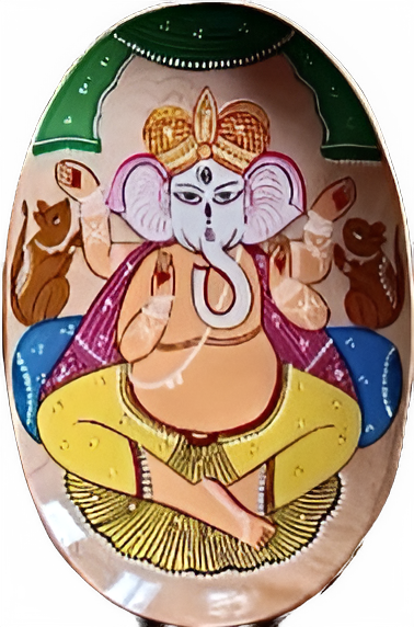 Ganesha's remark in Bengal pattachitra Plate art by Manoranjan Chitrakar Thumbnail