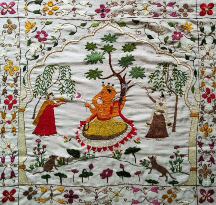 Ganpati In Chamba Rumal Embroidery by Heena Thumbnail