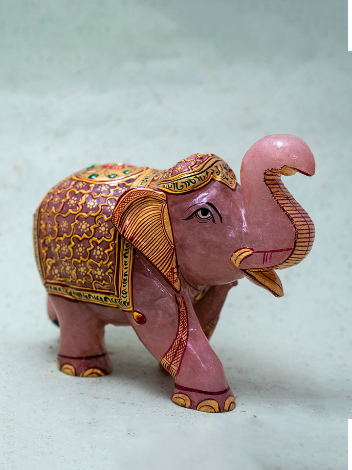 Gilded Grandeur: The Resplendent Rose Quartz Elephants by Prithvi Kumawat Thumbnail