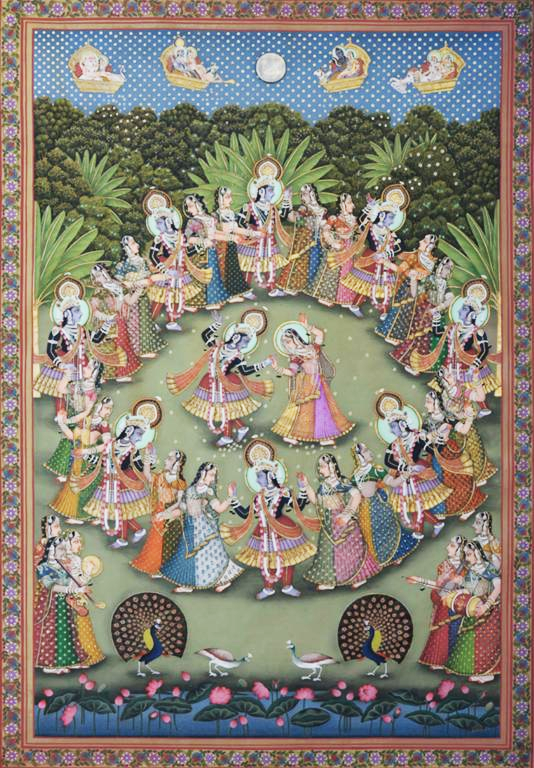 Glorious Dance of Lord Krishna:Pichwai painting by Jayesh Sharma Thumbnail