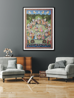 Glorious Dance of Lord Krishna:Pichwai painting by Jayesh Sharma for sale