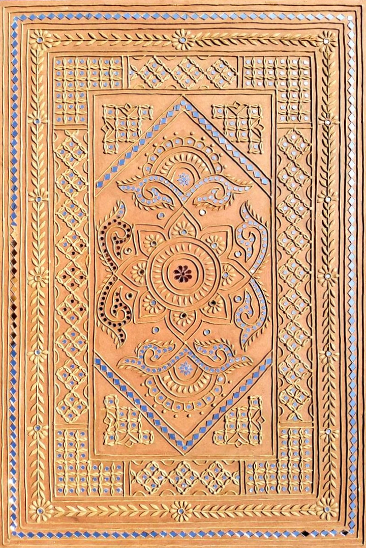 Glowing Wonder: Lippan Kaam Artwork by Nalemitha For Home Decor, Gifting Thumbnail
