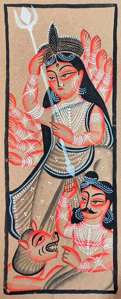 Goddess Durga’s Battle:Bengal Pattachitra painting by Manoranjan Chitrakar Thumbnail
