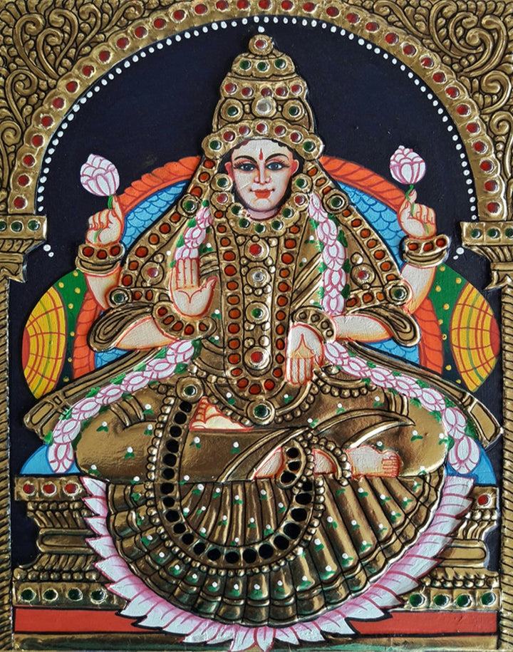 Goddess Lakshmi, Tanjore Painting by Sanjay Tandekar Thumbnail