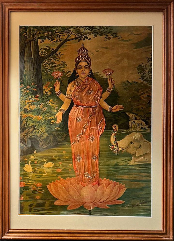 Goddess Laxmi Oleograph by Raja Ravi Varma (Embellished) Thumbnail