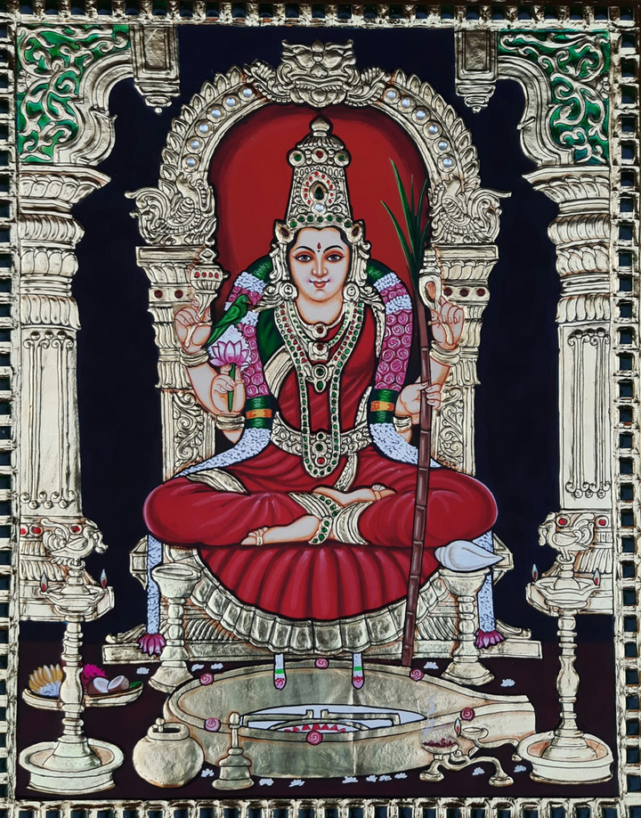 Goddess Meenakshi Tanjore Painting by Sanjay Tandekar Thumbnail