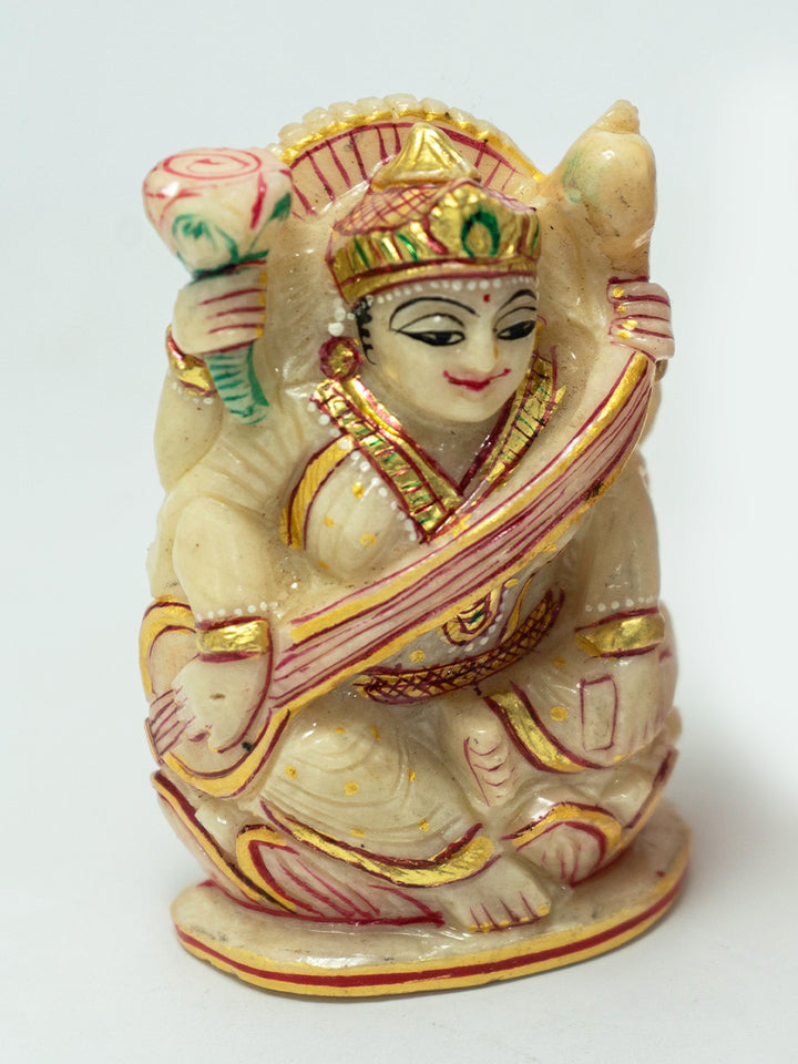 Goddess of Wisdom: The Ivory Gemstone Carving of Maa Saraswati by Prithvi Kumawat Thumbnail