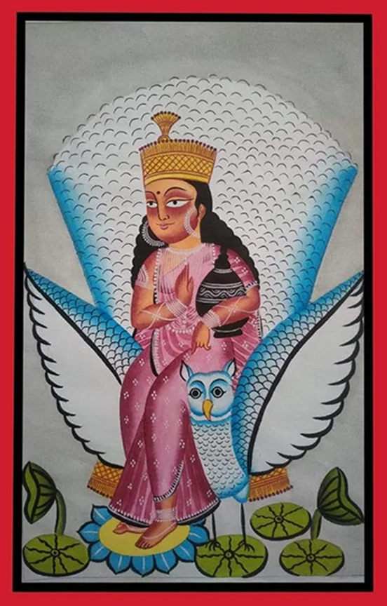 Godess Lakshmi’s Splendour:Bengal Pattachitra painting by Manoranjan Chitrakar Thumbnail