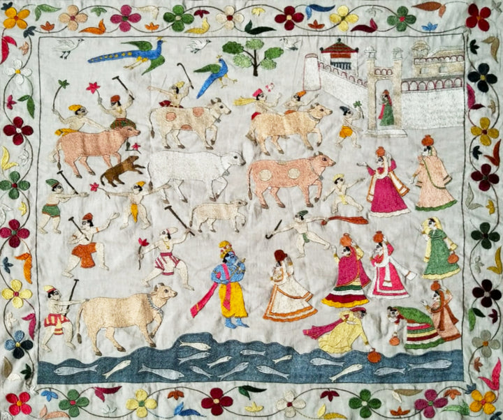 Godhuli in Chamba Rumal Embroidery by Heena Thumbnail