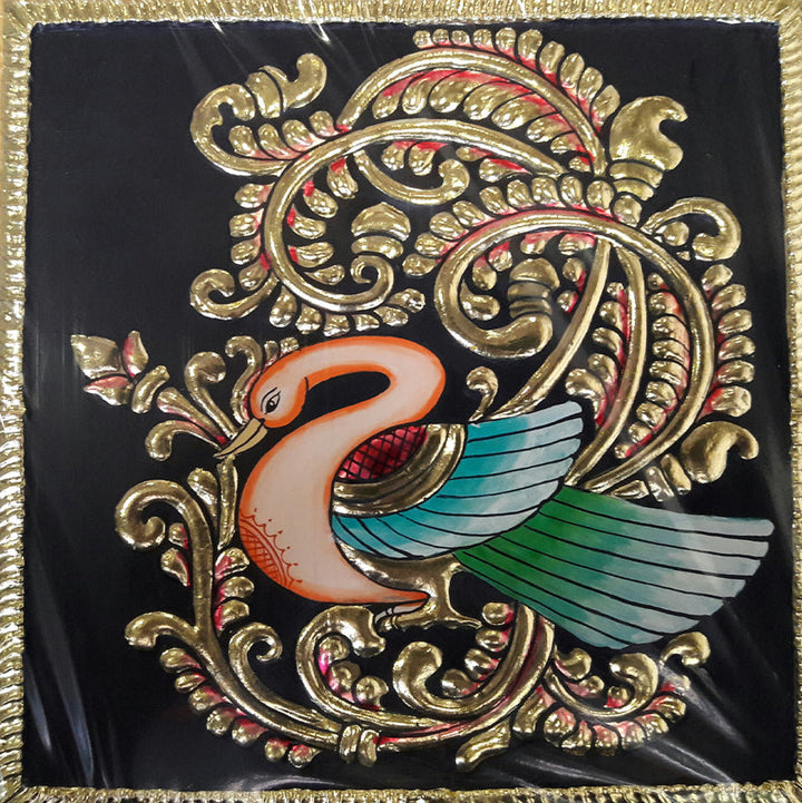 Golden Peacock, Tanjore Painting by Sanjay Tandekar Thumbnail