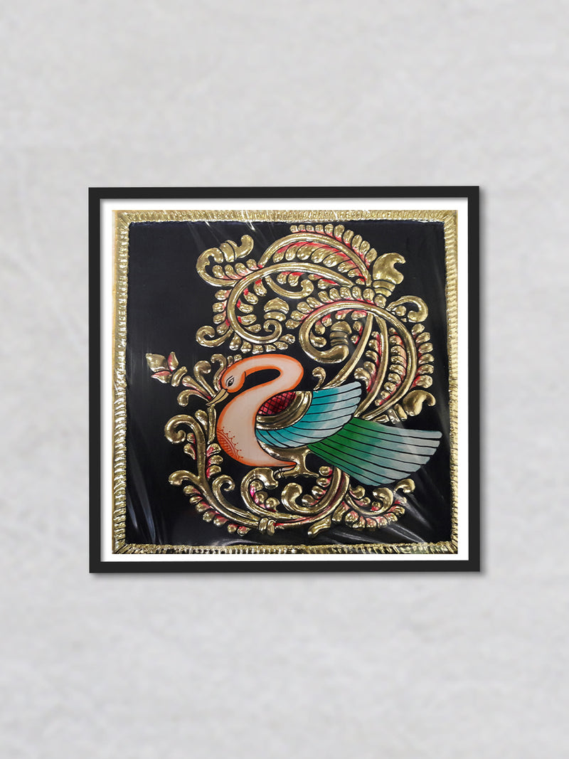 Golden Peacock, Tanjore Painting by Sanjay Tandekar
