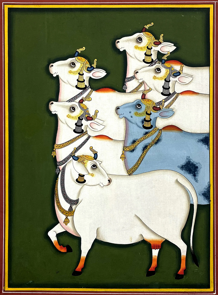Gopashtami Reverie Pichwai Painting by Dinesh Soni Thumbnail