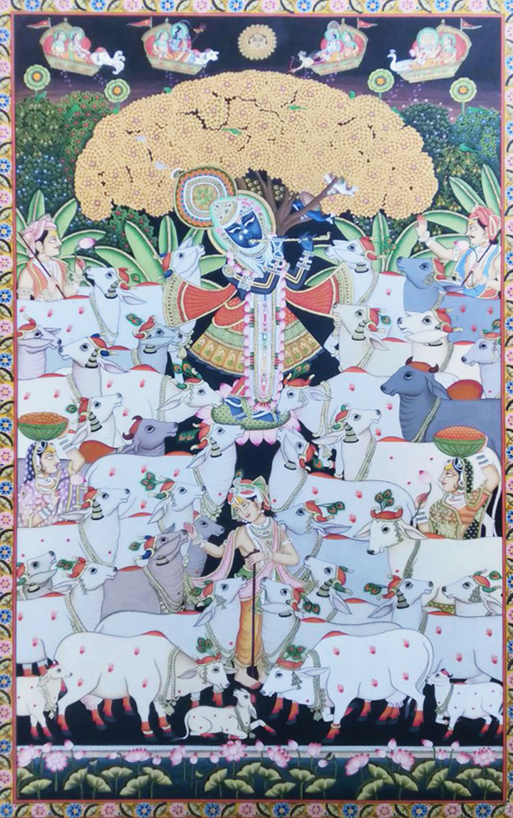 The Divine Cow Herd Lord Krishna: Celebration of Gopashtami in Pichwai by Dinesh soni Thumbnail
