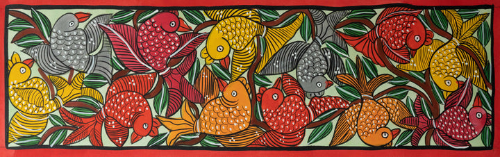 Group of birds: Santhal-Tribal Pattachitra by Manoranjan Chitrakar Thumbnail