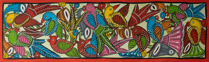 Group of birds: Santhal-Tribal Pattachitra by Manoranjan Chitrakar Thumbnail