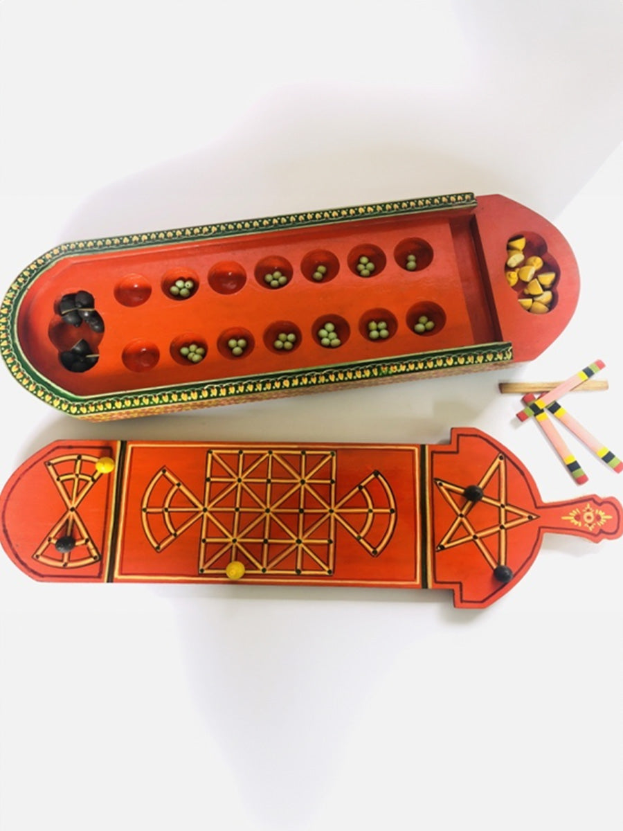 Gudphal (6 games in 1) wooden Ganjifa by Sawant Bhonsle for sale