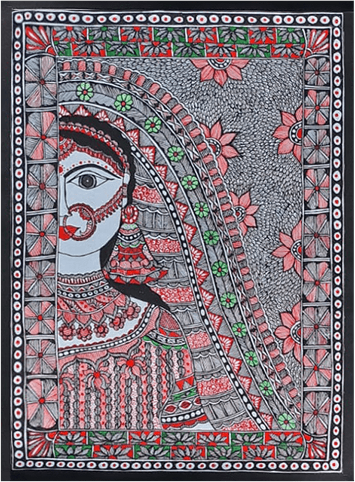 Half portrayal of woman wearing jewelry: Madhubani by Vibhuti Nath Thumbnail