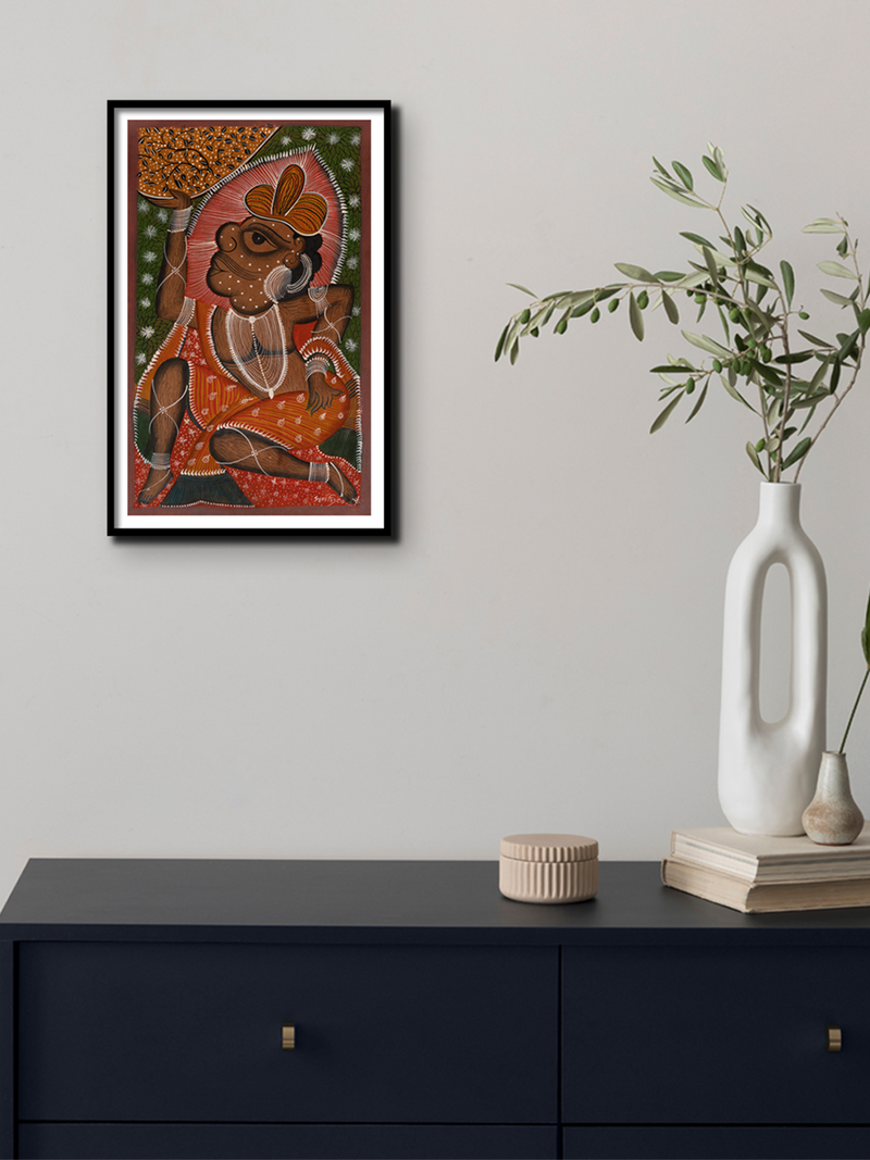 Shop Hanuman and Mount Dronagiri: Bengal Pattachitra by Swarna chitrakar