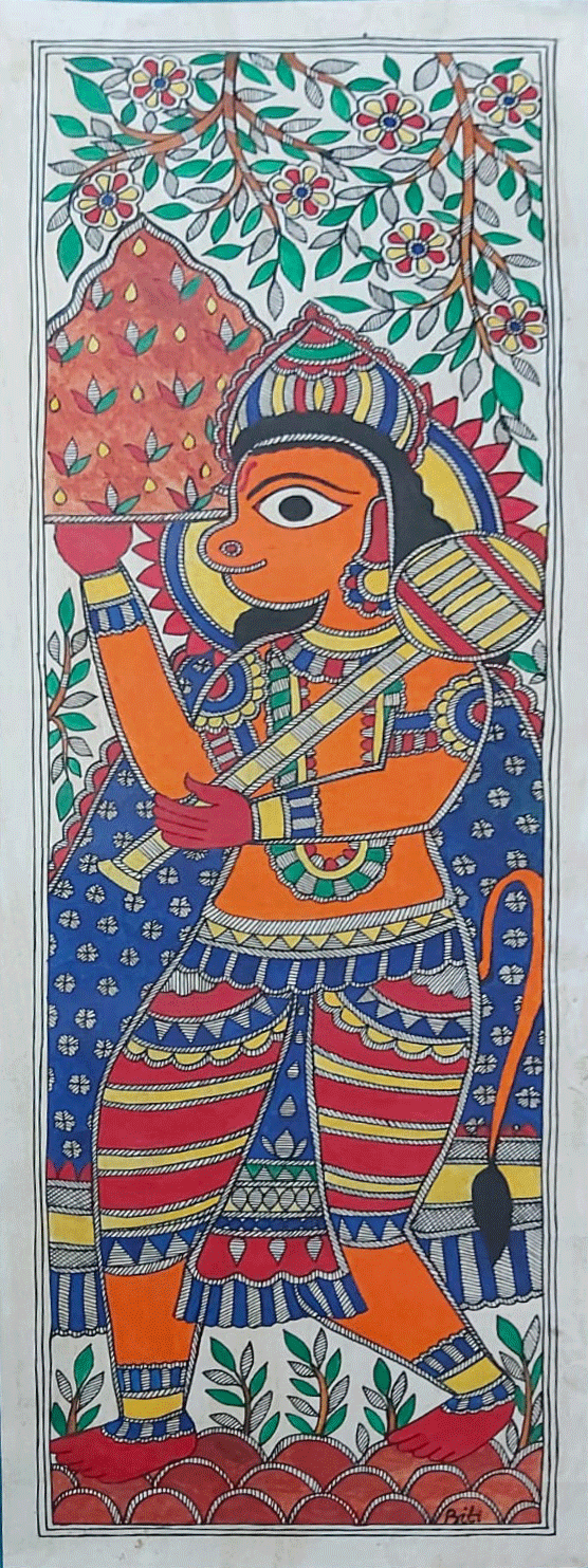 Hanuman in Madhuabni by Priti Karn Thumbnail
